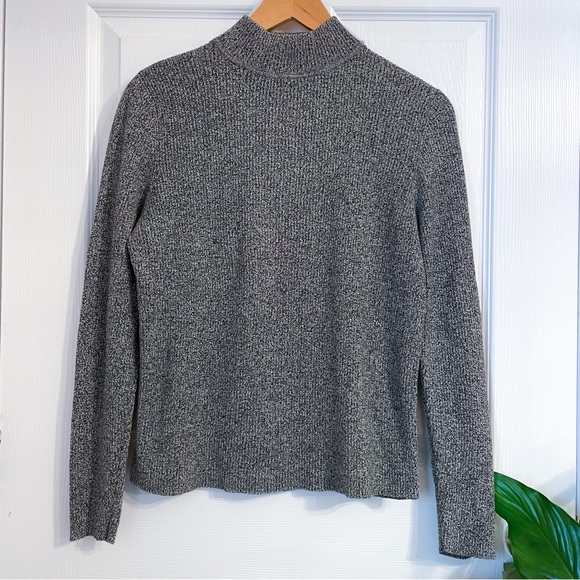 Karen Scott Petites Mock Turtleneck Sweater Grey Triblend Cotton - Picture 2 of 11
